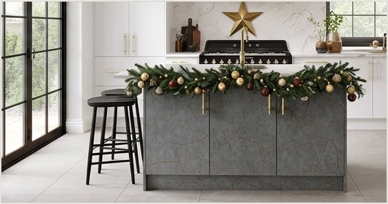 Christmas styling — stone island with garland and star