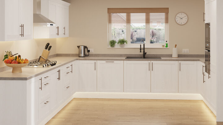 5-Piece Shaker — Woodgrain White kitchen