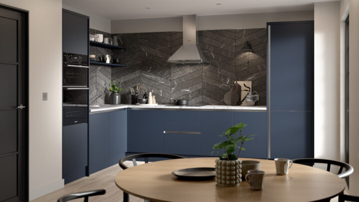 True Handleless kitchen — SuperMatt Blue